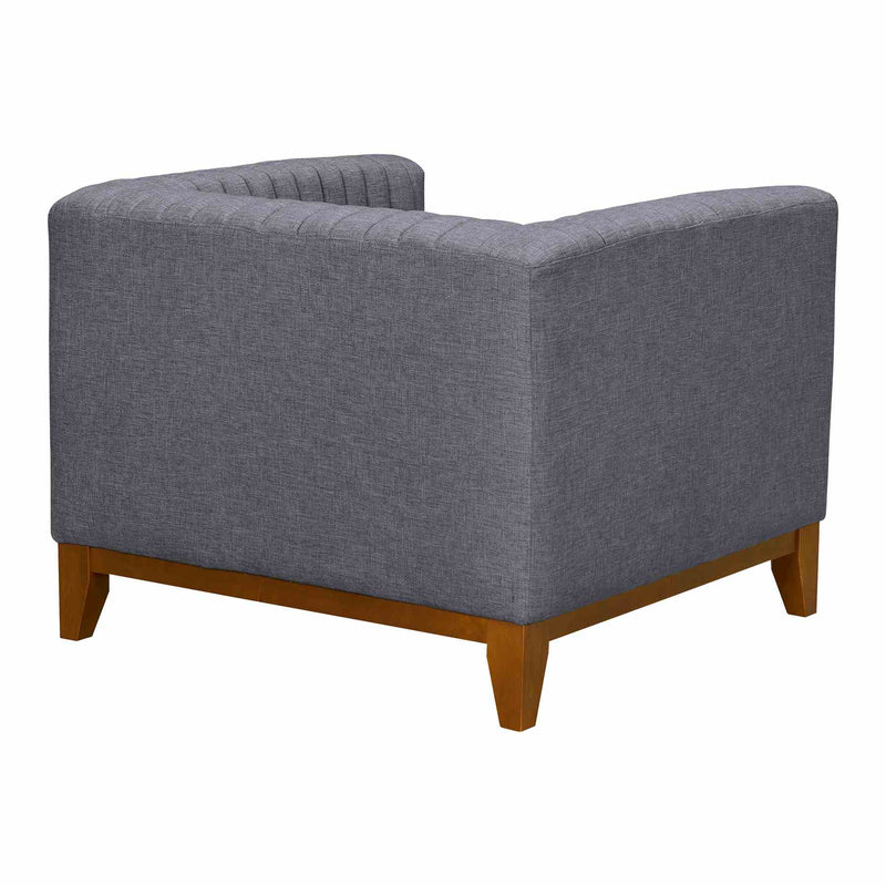 Prism Mid-Century Sofa Chair in Champagne Wood Finish and Dark Gray Fabric - Furniture City (CA)l