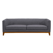 Prism Mid-Century Sofa in Champagne Wood Finish and Dark Gray Fabric - Furniture City (CA)l