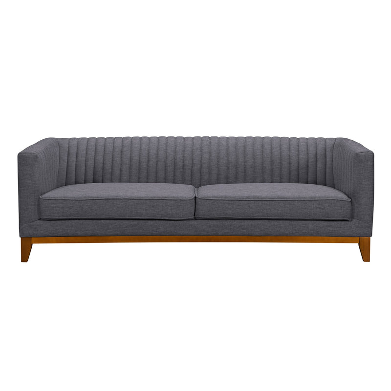 Prism Mid-Century Sofa in Champagne Wood Finish and Dark Gray Fabric - Furniture City (CA)l
