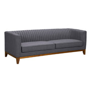 Prism Mid-Century Sofa in Champagne Wood Finish and Dark Gray Fabric - Furniture City (CA)l