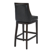 Presley 26" Counter Height Wood Swivel Barstool in Espresso Finish with Onyx Faux Leather - Furniture City (CA)l