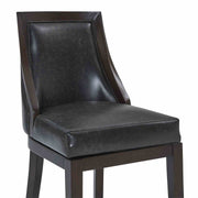 Presley 26" Counter Height Wood Swivel Barstool in Espresso Finish with Onyx Faux Leather - Furniture City (CA)l