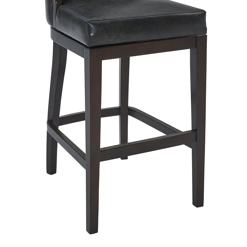 Presley 26" Counter Height Wood Swivel Barstool in Espresso Finish with Onyx Faux Leather - Furniture City (CA)l