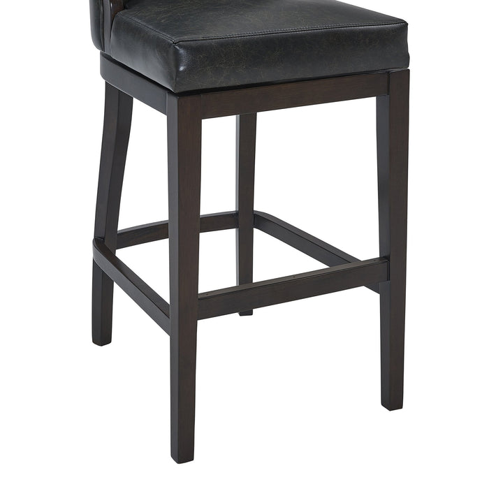 Presley 26" Counter Height Wood Swivel Barstool in Espresso Finish with Onyx Faux Leather