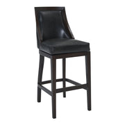 Presley 30" Bar Height Wood Swivel Barstool in Espresso Finish with Onyx Faux Leather - Furniture City (CA)l