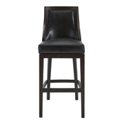 Presley 30" Bar Height Wood Swivel Barstool in Espresso Finish with Onyx Faux Leather - Furniture City (CA)l