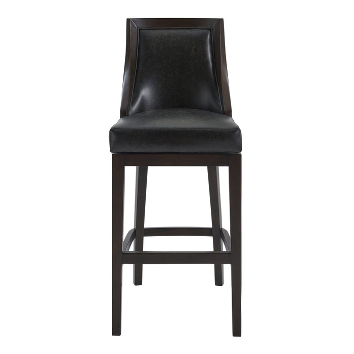 Presley 30" Bar Height Wood Swivel Barstool in Espresso Finish with Onyx Faux Leather