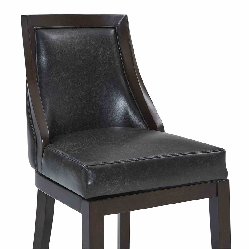 Presley 30" Bar Height Wood Swivel Barstool in Espresso Finish with Onyx Faux Leather - Furniture City (CA)l