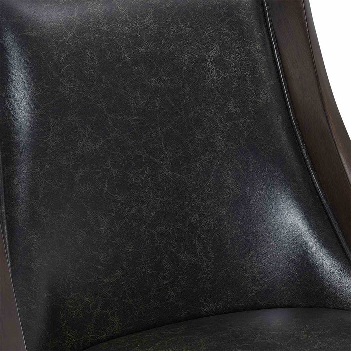 Presley 30" Bar Height Wood Swivel Barstool in Espresso Finish with Onyx Faux Leather