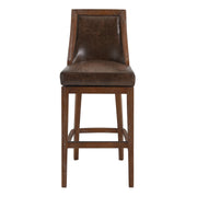 Presley 30" Bar Height Wood Swivel Barstool in Distressed Finish with Brown Stone Faux Leather - Furniture City (CA)l