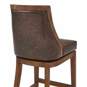 Presley 30" Bar Height Wood Swivel Barstool in Distressed Finish with Brown Stone Faux Leather - Furniture City (CA)l