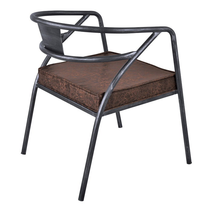 Paisley Modern Dining Chair in Industrial Gray Finish and Brown Fabric