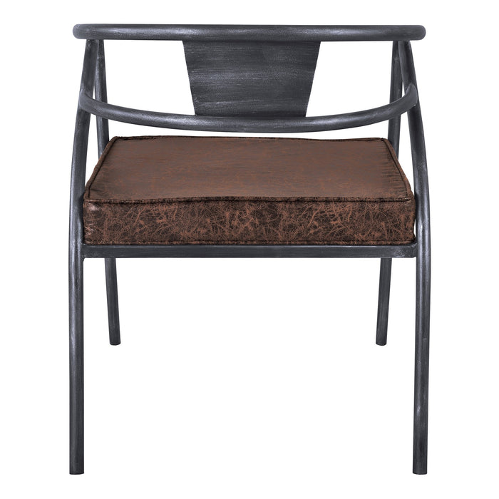 Paisley Modern Dining Chair in Industrial Gray Finish and Brown Fabric