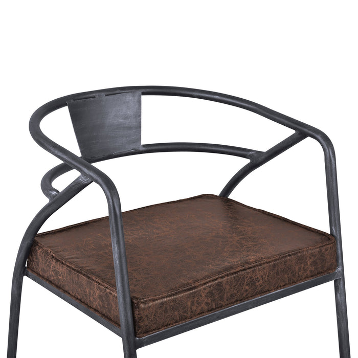 Paisley Modern Dining Chair in Industrial Gray Finish and Brown Fabric