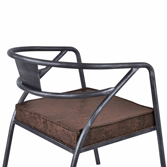 Paisley Modern Dining Chair in Industrial Gray Finish and Brown Fabric