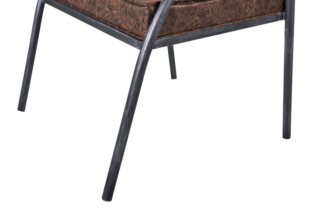 Paisley Modern Dining Chair in Industrial Gray Finish and Brown Fabric