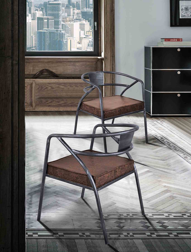 Paisley Modern Dining Chair in Industrial Gray Finish and Brown Fabric - Furniture City (CA)l