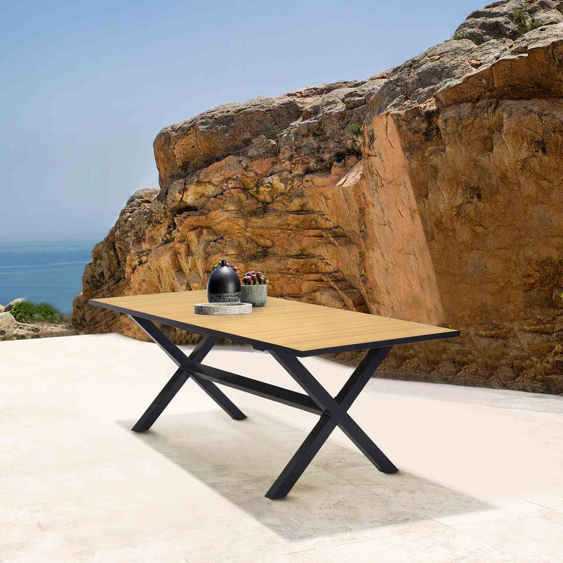 Paseo Outdoor Black Aluminum Rectangular Dining Table - Furniture City (CA)l