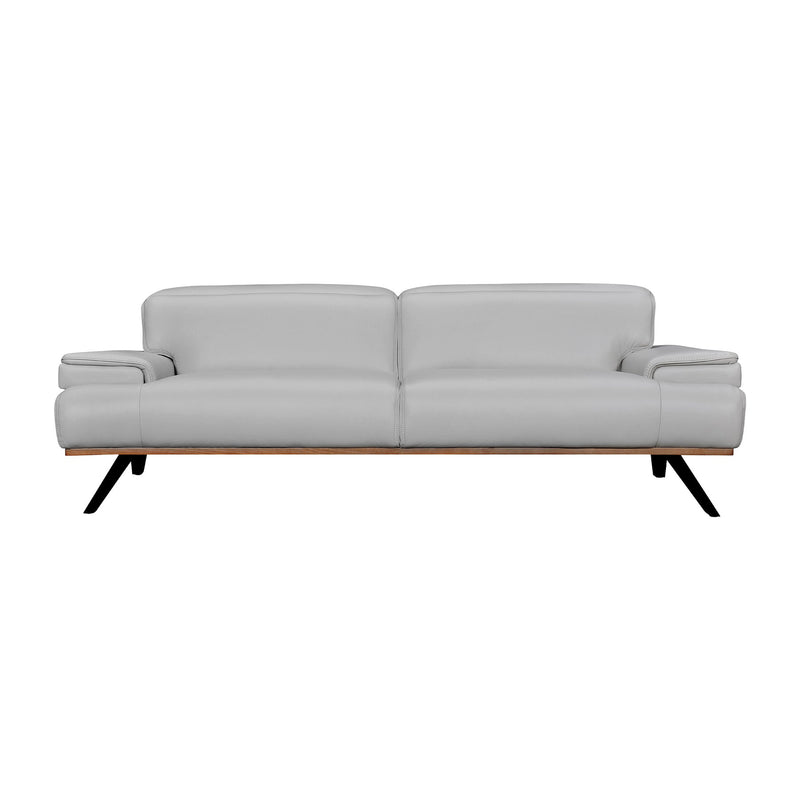 Prato 89" Dove Gray Leather Sofa - Furniture City (CA)l