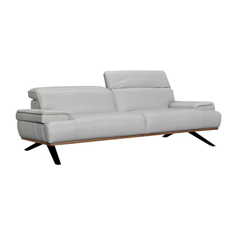 Prato 89" Dove Gray Leather Sofa - Furniture City (CA)l
