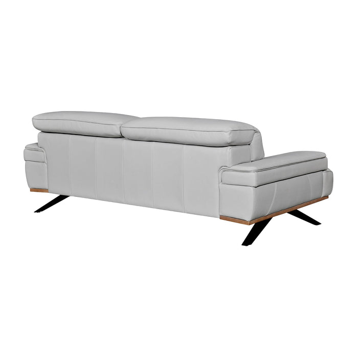 Prato 89" Dove Gray Leather Sofa