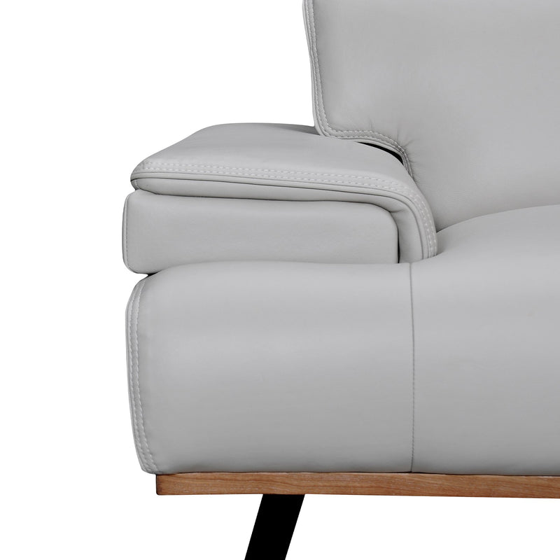 Prato 89" Dove Gray Leather Sofa - Furniture City (CA)l