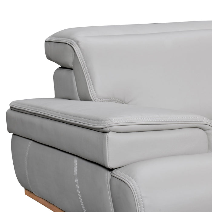 Prato 89" Dove Gray Leather Sofa