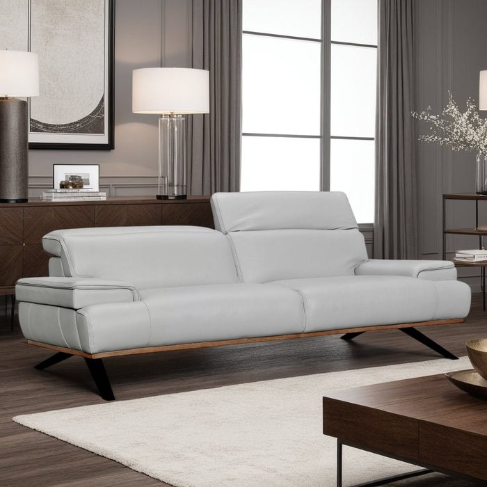 Prato 89" Dove Gray Leather Sofa
