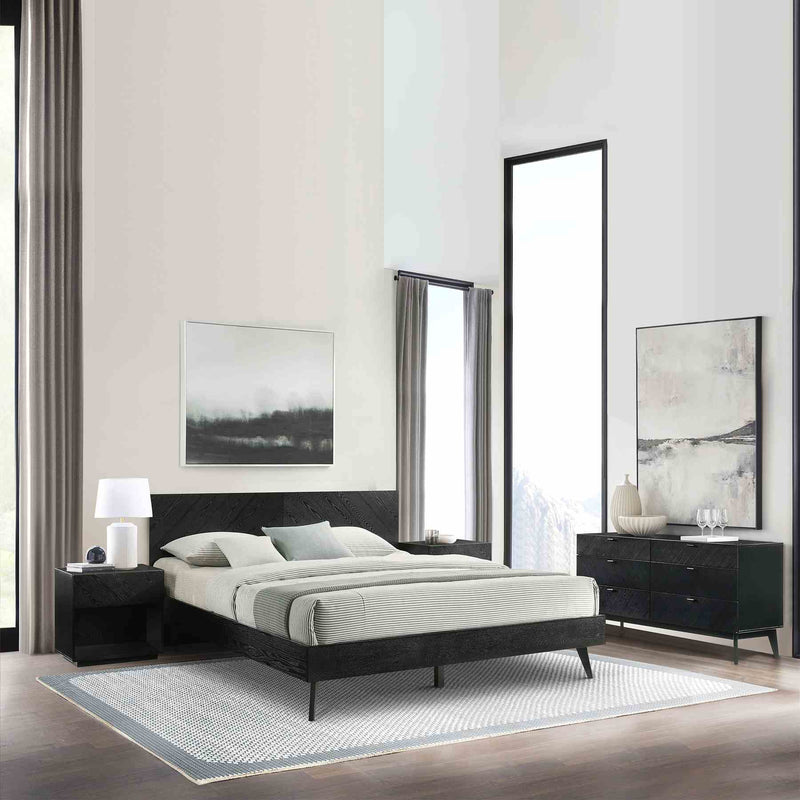 Petra King Platform Wood Bed Frame in Black Finish - Furniture City (CA)l