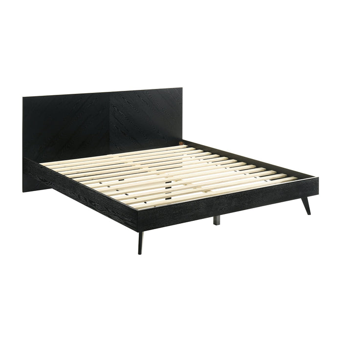 Petra King Platform Wood Bed Frame in Black Finish