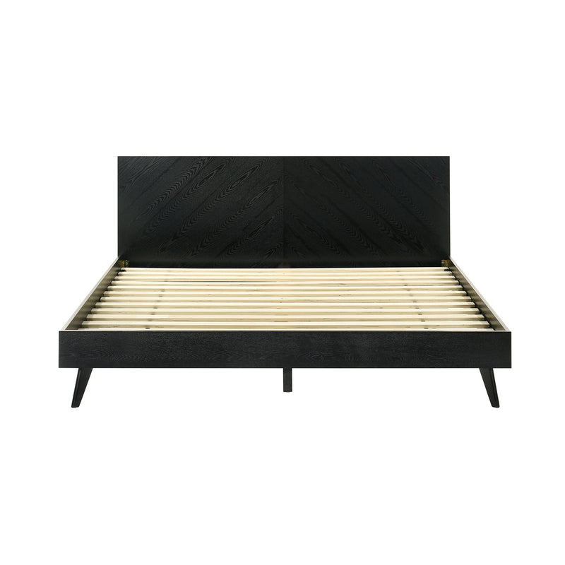 Petra King Platform Wood Bed Frame in Black Finish - Furniture City (CA)l