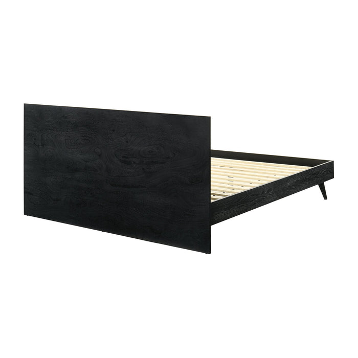 Petra King Platform Wood Bed Frame in Black Finish