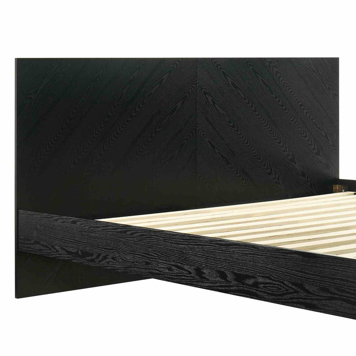 Petra King Platform Wood Bed Frame in Black Finish