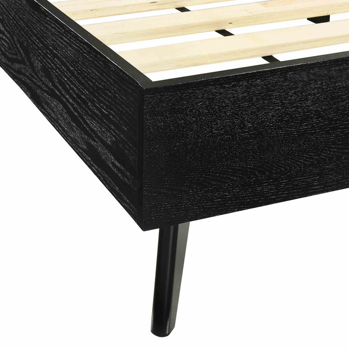 Petra Queen Platform Wood Bed Frame in Black Finish