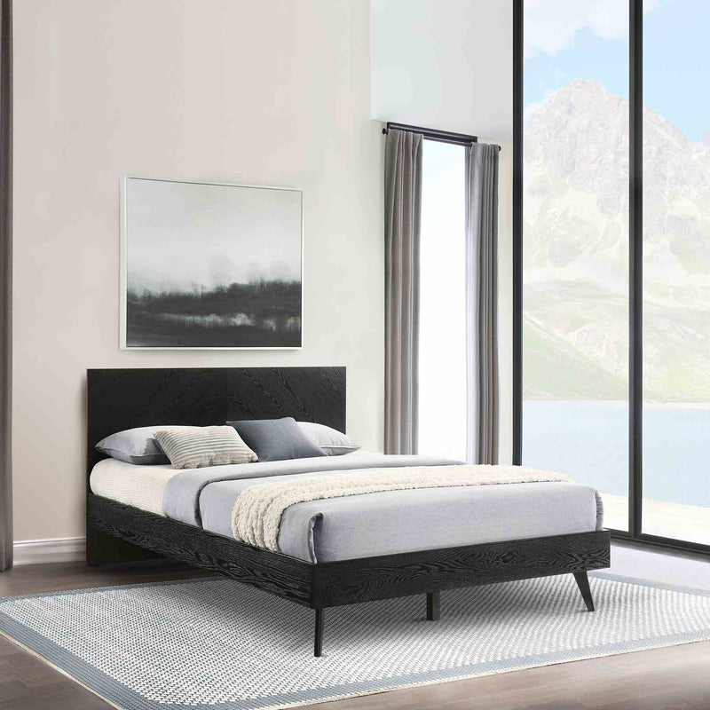 Petra Queen Platform Wood Bed Frame in Black Finish - Furniture City (CA)l