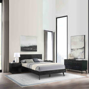 Petra Queen Platform Wood Bed Frame in Black Finish - Furniture City (CA)l
