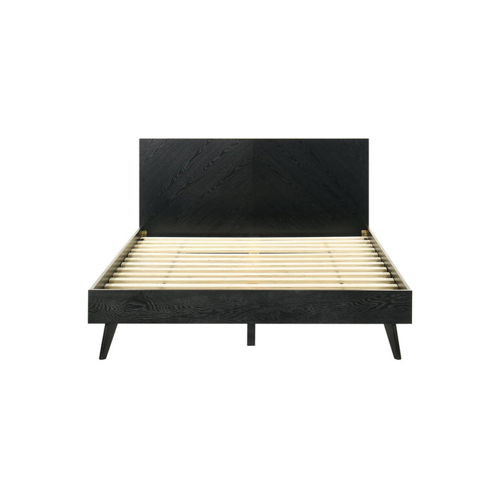 Petra Queen Platform Wood Bed Frame in Black Finish