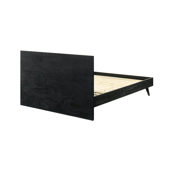 Petra Queen Platform Wood Bed Frame in Black Finish