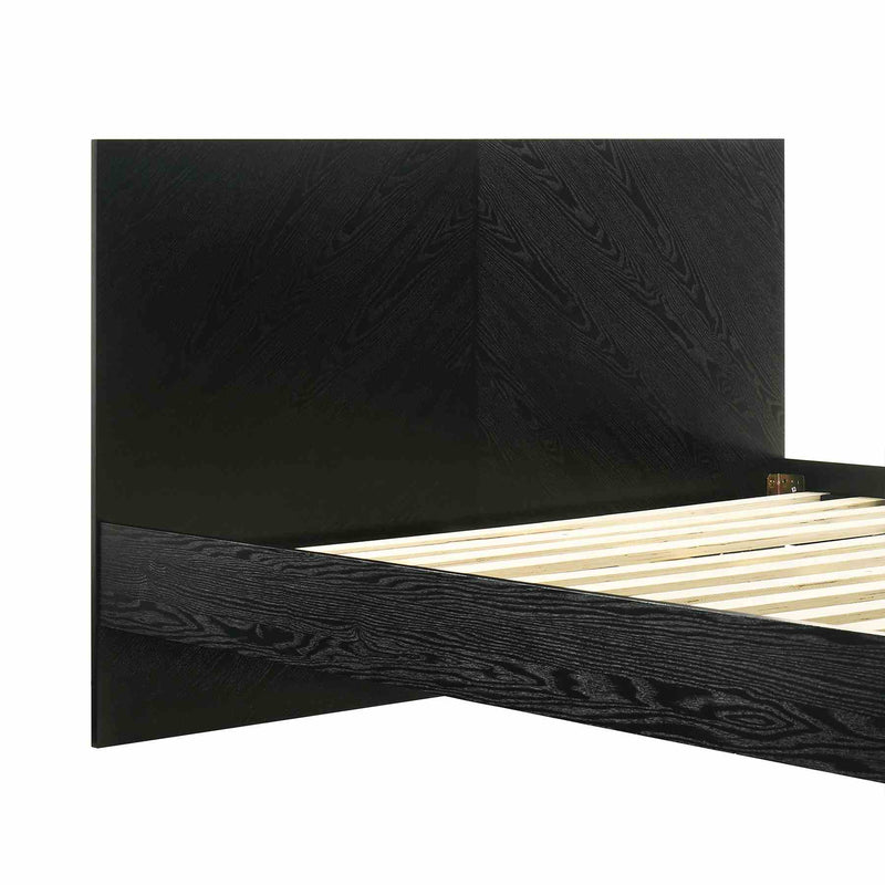 Petra Queen Platform Wood Bed Frame in Black Finish - Furniture City (CA)l