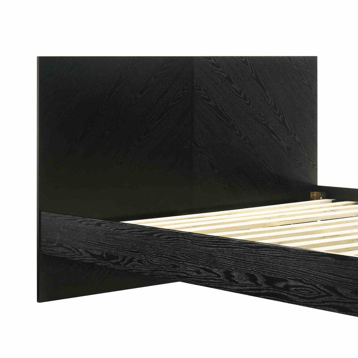 Petra Queen Platform Wood Bed Frame in Black Finish