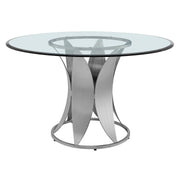 Petal Modern Glass and Stainless Steel Round Pedestal Dining Table - Furniture City (CA)l