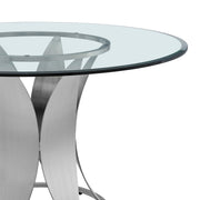 Petal Modern Glass and Stainless Steel Round Pedestal Dining Table - Furniture City (CA)l