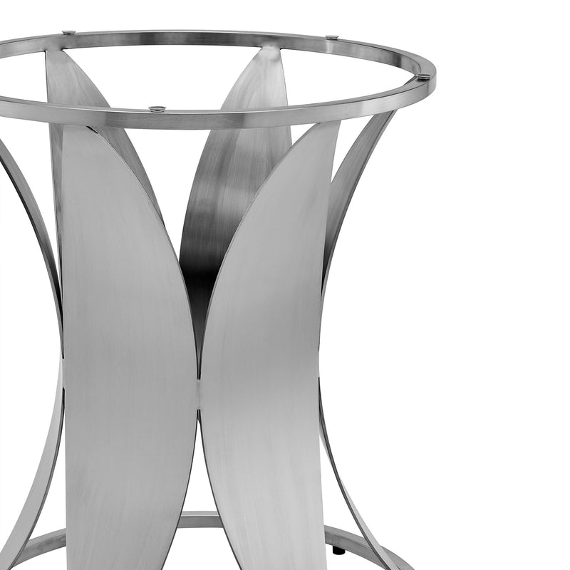 Petal Modern Glass and Stainless Steel Round Pedestal Dining Table - Furniture City (CA)l