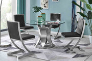Petal Modern Glass and Stainless Steel Round Pedestal Dining Table - Furniture City (CA)l