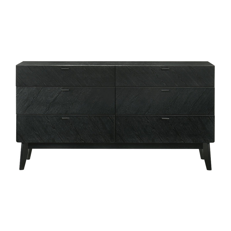 Petra 6 Drawer Wood Dresser in Black Finish - Furniture City (CA)l