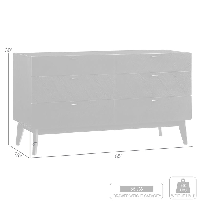 Petra 6 Drawer Wood Dresser in Black Finish - Furniture City (CA)l