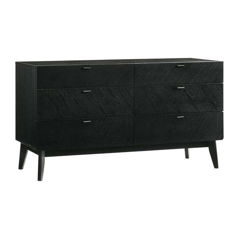 Petra 6 Drawer Wood Dresser in Black Finish - Furniture City (CA)l