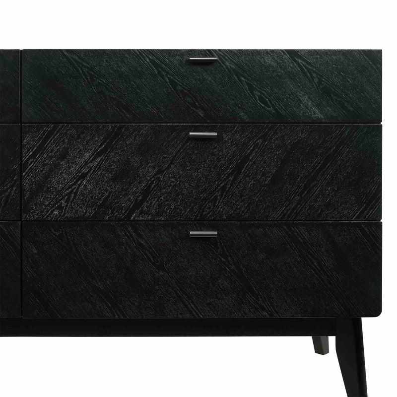 Petra 6 Drawer Wood Dresser in Black Finish - Furniture City (CA)l