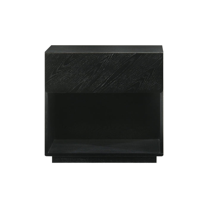 Petra 1 Drawer Wood Nightstand in Black Finish