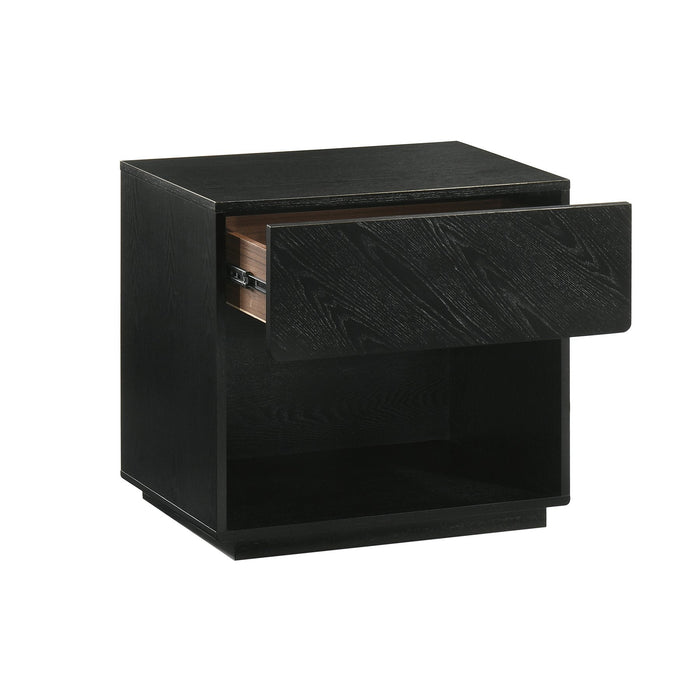 Petra 1 Drawer Wood Nightstand in Black Finish